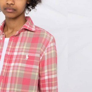 Ralph Lauren Pink Flannel Plaid button-down shirt: size XS/ TP